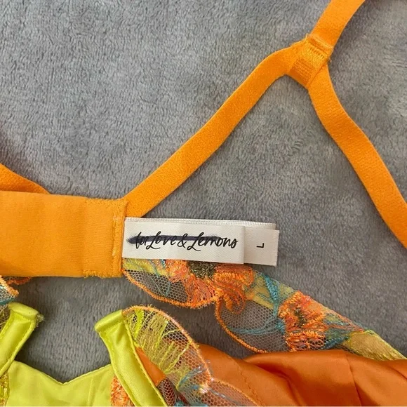 New! For love and lemons waterlily teddy bodysuit orange yellow 27991